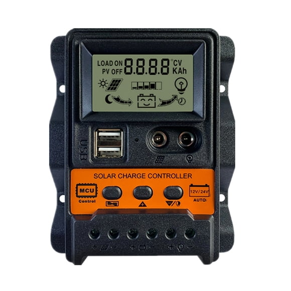 Yeacher 30A Solar Charge Controller Solar Panel Battery Regulator with Dual 5V USB Port 12V/24V PWM Auto Parameter Adjustable LCD Display