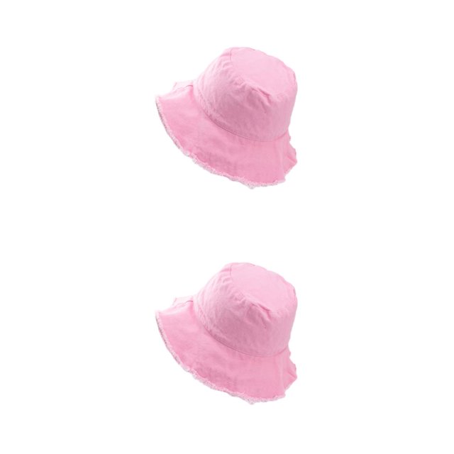 kurtrusly Chapeau Seau Protection Solaire à la Mode pour Activités Extérieures Confort Décontracté Rose 2Set