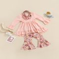 thumbnail image 2 of MesaSe Toddler Baby Girls Spring Princess Flare Pants Set O-Neck Ruffles Tops + Bell Bottom Pants Headband, 2 of 6