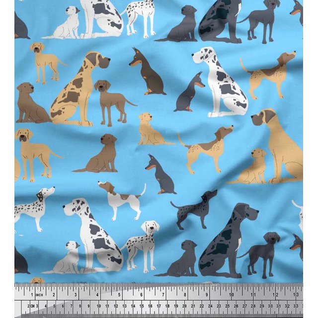 Soimoi Mélange de Tissu en Georgette de Polyester Bleu, Imprimés de Tissu pour Chien au Mètre, 42 Pouces de Large