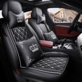 thumbnail image 1 of Maidao Car Seat Covers for FIAT for Linea 2007-2018 5 Seats Leather Waterproof Front Rear Cushion Protector Full Set with Pillow and Headrest Black and White, 1 of 8