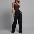 thumbnail image 1 of LSLJS Women's Sexy Pure Cotton Ribbed One Shoulder Hollowed Out Jumpsuit, 1 of 8