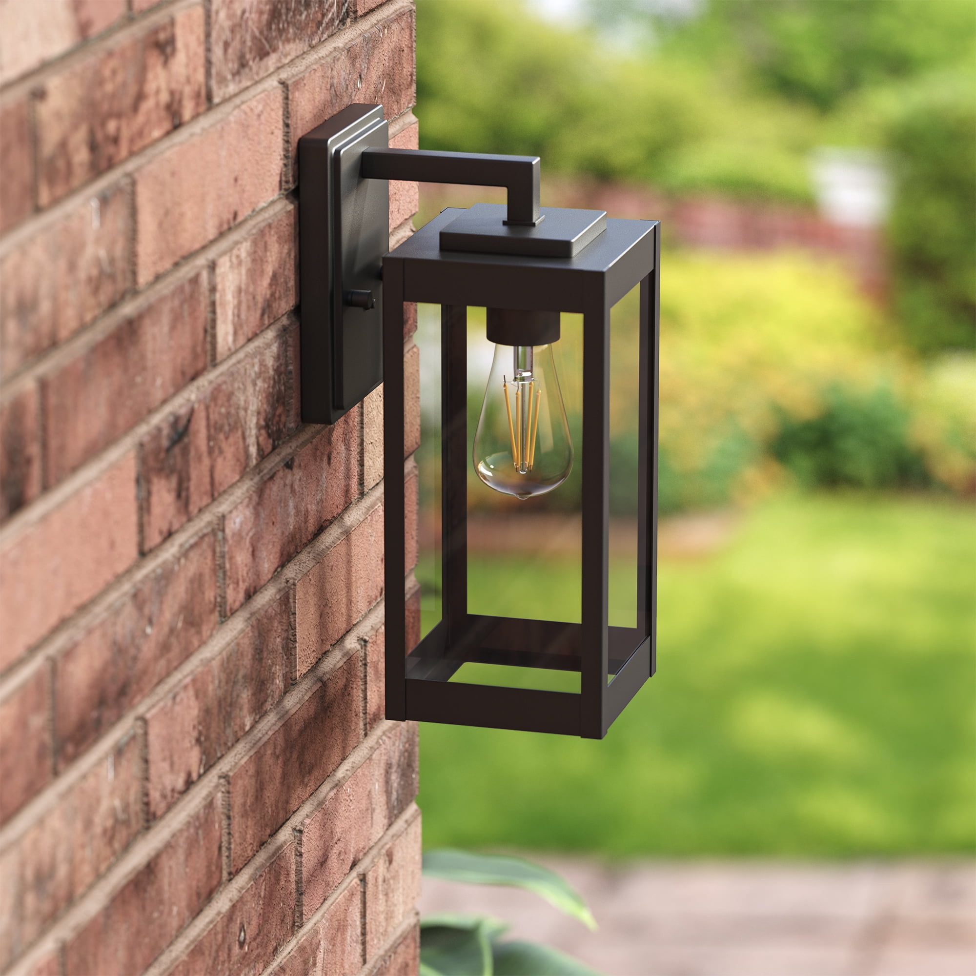 Dewenwils Outdoor Wall Lights Fixture Industrial Porch Light Wall Lantern Glass Shade, Matte Black Weatherproof Sconce E26 Base