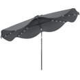 thumbnail image 1 of Outsunny Parasol de Patio Solaire avec DEL et Inclinaison, Parasol de Table, Gris Foncé, 1 of 10