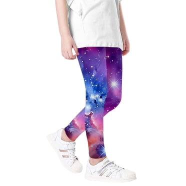 HNMKIU Leggings Athlétiques Dynamiques pour Filles avec Imprimé Galaxie Inspirant pour le Sport et le Quotidien