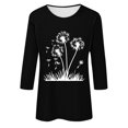 thumbnail image 4 of Plebaso Hauts pour Femmes Manches 3/4 Chemises Décontractées Imprimées Tunique à Col Ras du Cou Hauts Chandails Blouses pour Femmes, 4 of 4