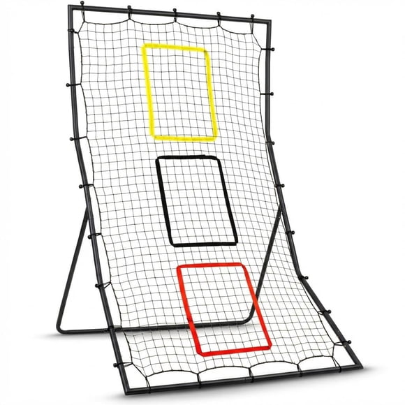 Baseball Practice Net & Softball Rebounder - 6x4ft Training Net with 3 Goal Zones, Pitching & Fielding Trainer for Youth/Adults, Portable Backstop for Batting Practice (Black, 1-Piece)