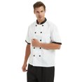 thumbnail image 3 of TopTie Unisex Short Sleeve Cooking Chef Coat Jacket with Adjustable Hat-Black White-S, 3 of 5