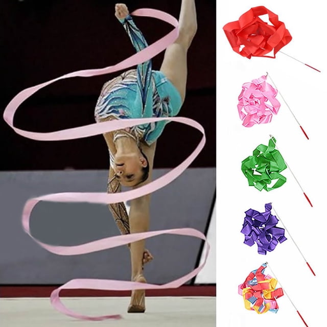 SUTENGDA Dance Ribbons Streamers 13Ft Unisex Kids‘ Gymnastics Ribbon Wands Perfect Rhythm Sticks for Talent Shows Artistic Dancing Twirling