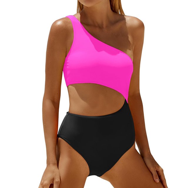 FhsagQ Swimsuit Sets for Women Set of 2 Women One Shoulder 1 Piece Swimsuit for Women Bathing Suits Full Coverage Keyhole Swimwear Swimsuit Sets for Women 2 Piece Push Up XXL