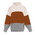 thumbnail image 3 of Frostluinai Women's Color Block Chunky Sweaters Turtleneck Long Sleeve Oversized Pullover Drop Shoulder Loose Fit Sweaters Comzy Sweaters, 3 of 6