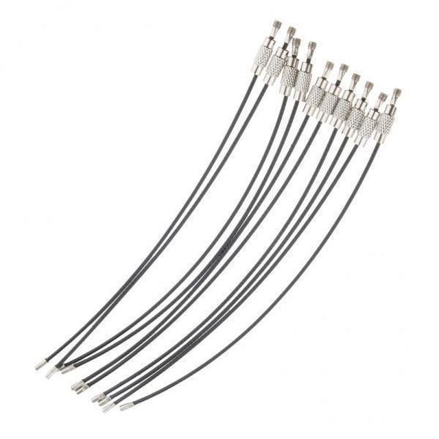 jinwen 2x10Pcs Boucle de Câble pour Bagages, Sangles en Fil d'Acier Inoxydable, Noir 2 Pcs