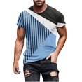 thumbnail image 1 of FAIWAD Men's Color Block Short Sleeve Tops Round Neck Summer T-Shirt Trendy Loose Pullover Tops, 1 of 6
