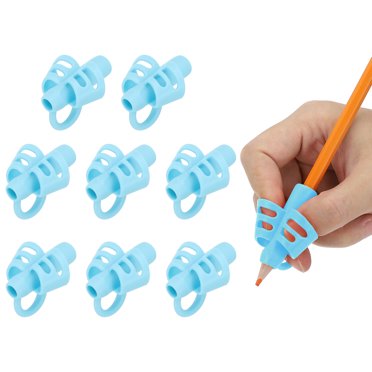 Unique Bargains 8 Pcs 3 Fingers Handwriting Pencil Grippers, Light Blue