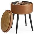 thumbnail image 1 of VASAGLE EKHO Collection Storage Ottoman, Vanity Chair Stool, Round Storage Seat, Loads 330 lb, Caramel Brown, 1 of 7