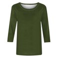 thumbnail image 5 of Timegard Womens Summer Tops Crewneck 3/4 Sleeve Solid Color Comfy Basic Tee Shirts Casual Loose Tops, 5 of 5