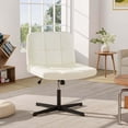 thumbnail image 2 of Costway Chaise Croisée Chaise de Bureau Jambes Croisées avec Siège Surdimensionné en U Sans Roulettes Beige, 2 of 10