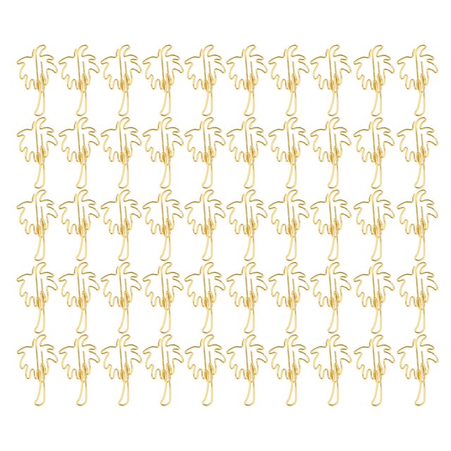 ANGGREK 50 Pcs Pinces à Papier Portables Mini Mignonnes en Forme de Cocotier Doré Pinces à Papier pour Classification de Fichiers, Pinces à Papier Dorées, Mini Pinces à Papier