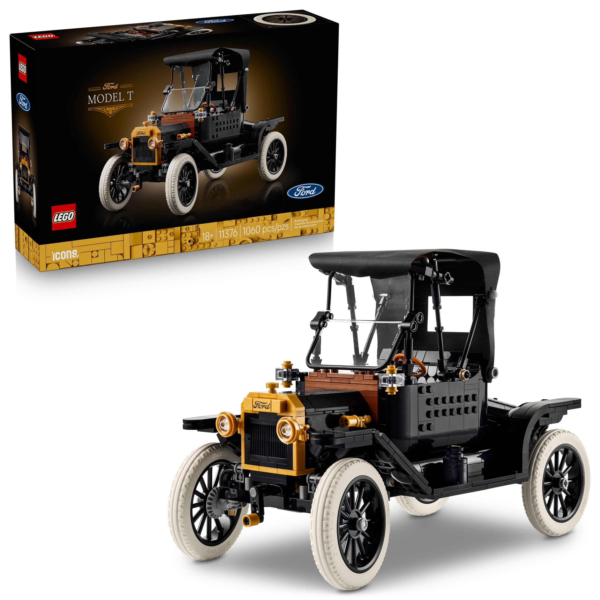 LEGO Icons Ford Model T Building Set for Adults - Collectible Kit with Detailed Features for Bedroom, Home Office, or Shelf Decor, Gift for Men, Women, & Car Fans Ages 18+ - 11376