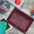 thumbnail image 4 of Three-Hole Zipper Pencil Case for 3-Ring Binder | Transparent Window | Two Compartments | Detachable Folder | Large Capacity Pouch | 25x18cm | Durable Cloth | Metal Zipper | Office Organizer, 4 of 6