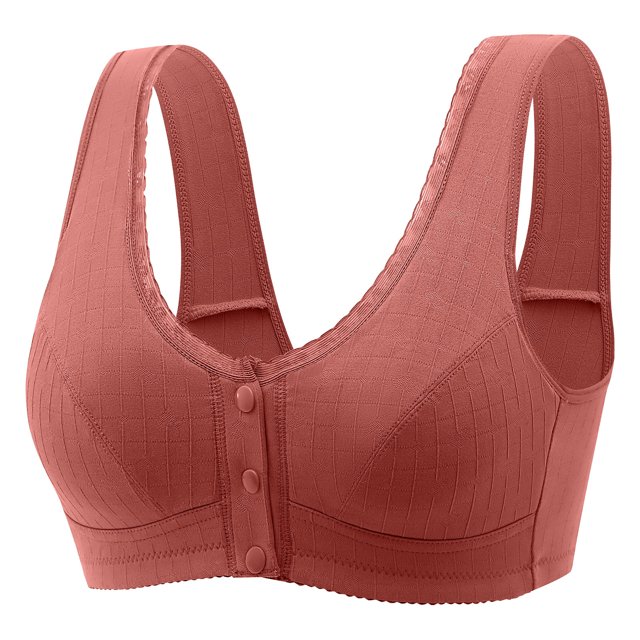 Timegard Front Closure Bras for Women Button Full Coverage High Support Breathable Comfort Wireless Bras