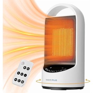 INKBIRDPLUS 1500W PTC Oscillation portative Space Chauffer avec télécommande et 4 Modes, 24 Heures minuterie, surchauffe et protection de surchauffage pour le bureau, la chambre et l'utilisation intérieure