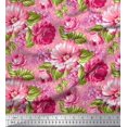 thumbnail image 1 of Soimoi Polyester Crepe Fabric Leaves & Peony Floral Decor Fabric Printed Yard 42 Inch Wide, 1 of 5