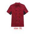 thumbnail image 4 of Chef Coat Short Sleeve with Buttons Pockets Cook Jacket Chic Cooking Work Wear Uniform Costume for Restaurant Hotel Cafe Kitchen Red XL, 4 of 6