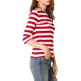 thumbnail image 4 of INSPIRE CHIC T-Shirt pour Femme Fête des Mères Non Doublé Col Rond Manches au Coude Coupe Ajustée Décontracté TG Rouge Blanc, 4 of 8