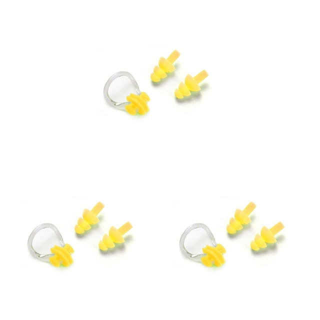 Youkk Waterproof Nose Clip Swimming Anti-skid Earplug for Protection Ear Protector Yellow 3Set