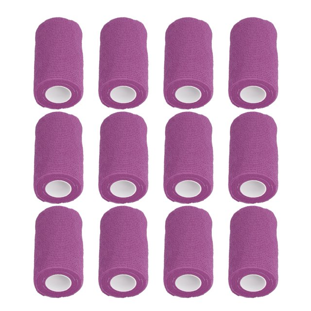 Pet Vet Bandage, 12Pcs Promote Healing Nonwovens Wrap Elastic For Cows For Farm Purple