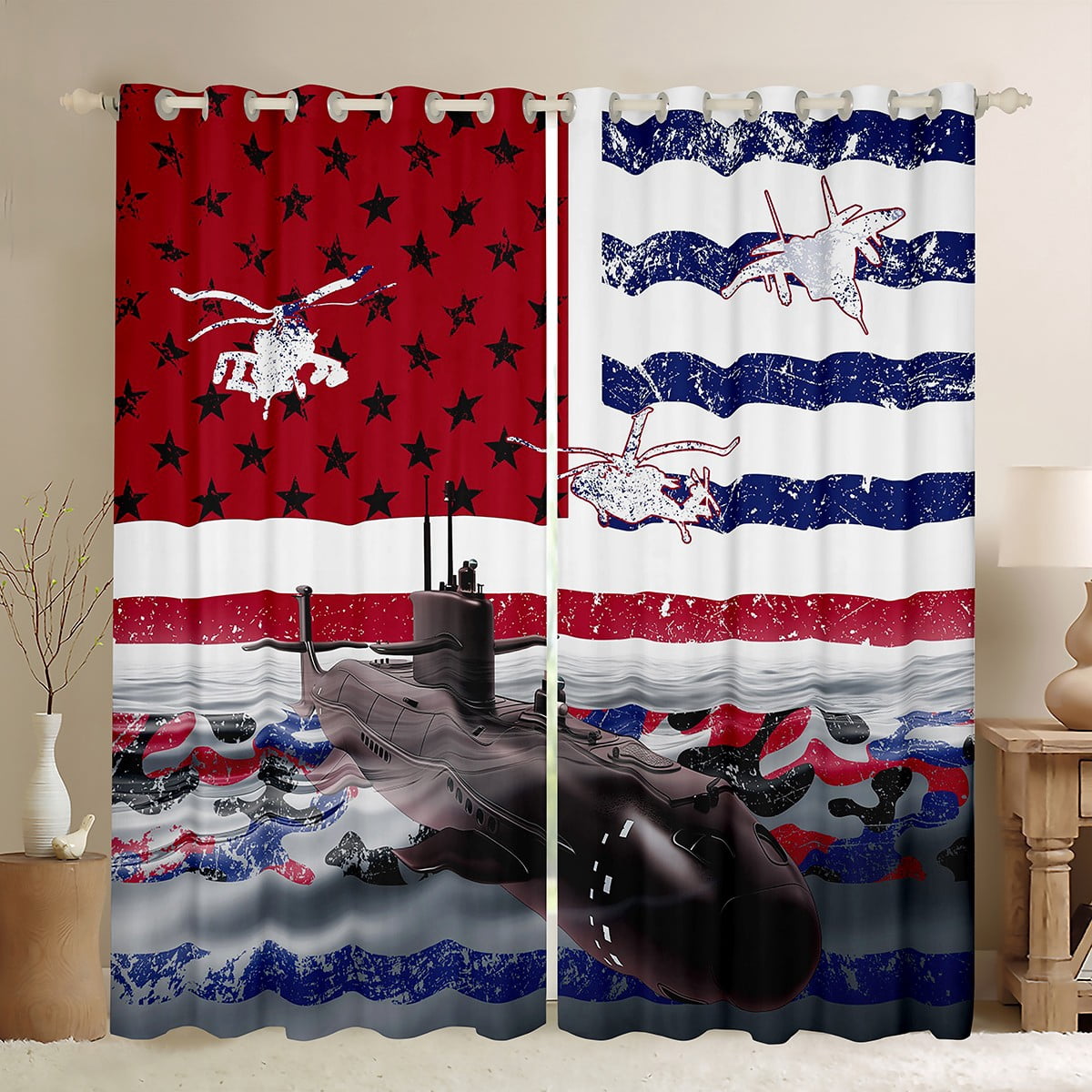American Flag Curtains Camo Aircraft Curtains & Drapes For Girls Boys ...