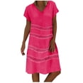 thumbnail image 2 of CEHVOM Robe d'Été pour Femmes à Col en V Imprimée à Manches Courtes Robe pour Dames, 2 of 6