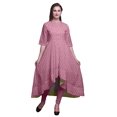 thumbnail image 1 of Bimba Kurtis Indiennes à Blocs Floraux Roses pour Femmes Anarkali Kurti Imprimé Long Asymétrique Coupe Régulière Tunique-Moyen, 1 of 5