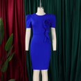 thumbnail image 3 of Womens Elegance Audrey Hepburn Style Ruched 3D Flower Short Sleeve Pencil Dress, 3 of 8