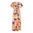 thumbnail image 3 of Robe Soleil Femme Été Imprimée Ample Décontractée à Manches Courtes Taille Haute Col en V et Robe Longueur Cheville Robes de Cocktail pour Invitée de Mariage en Liquidation, 3 of 5