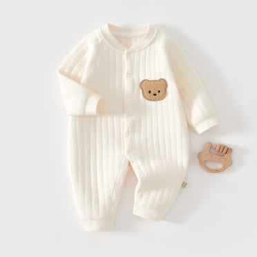 RXIRUCGD Newborn Baby Clothes Jumpsuit Spring Styles Cotton Boneless Hoodie Newborn Baby Spring Clothing Super Cute Baby Clothes( White, Size:0-3 Months )