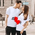 thumbnail image 4 of Chandails Mignons pour Couples Assortis Imprimé Cœur de la Saint-Valentin Mode Manches Courtes Décontracté Col Rond T-Shirt Ample Confortable Confortable Doux Mari Femme Tenue de Vacances Vêtements Blanc P, 4 of 6