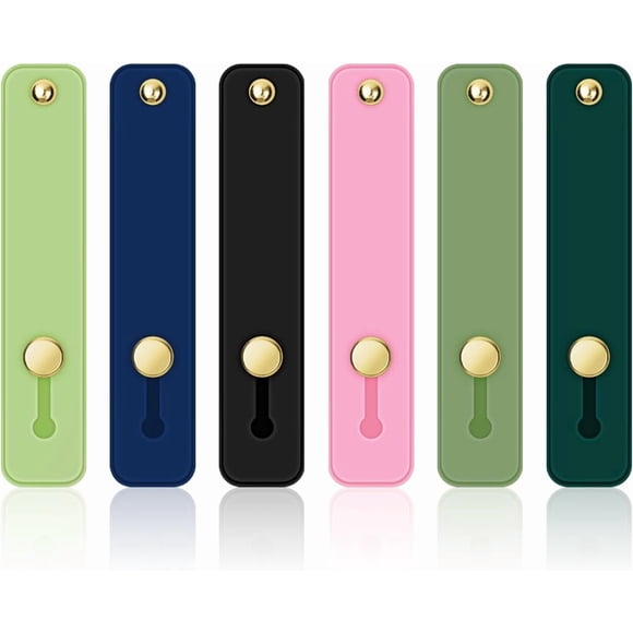 czcpp-6 Pieces Phone Strap Grip, Telescopic Phone Finger Strap Stand, Assorted Colors Silicone Universal Finger Loop for Most Mobile Phones and Cell Phone Case (Chic Colors)