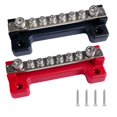 thumbnail image 1 of 6 Terminals Bus Bar, Ampper 4" Power / Ground Distribution Block Brass Battery BusBar Junction for Car Vehicle Rv Truck Marine Boat Audio Amplifier and More (Red & Black), 1 of 4