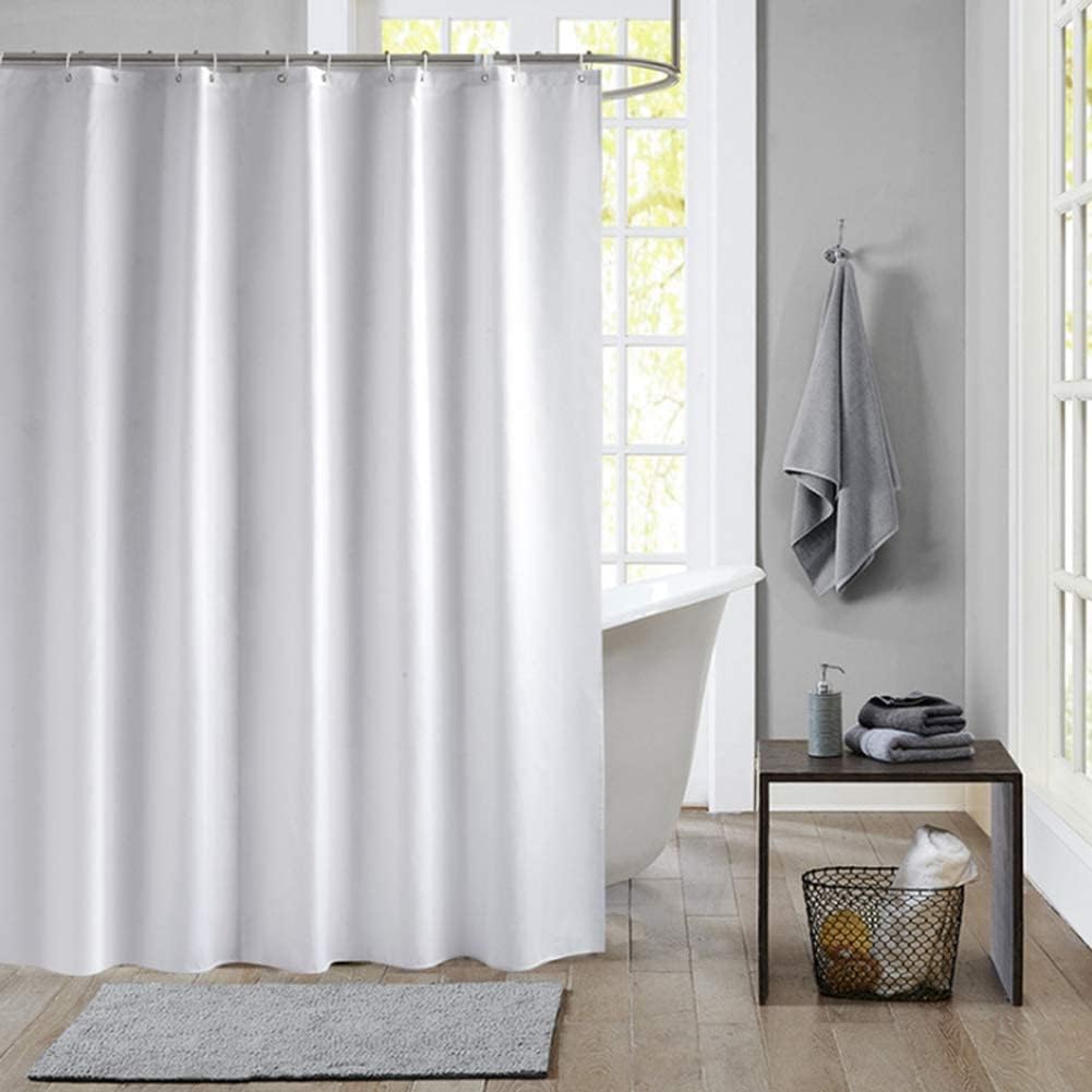 y Shower Curtain Eco-Friendly Waterproof Bathroom Curtains White Shower Curtain Liners with Rustproof Grommets and Curtain Hooks(White, 59'' x 70'')