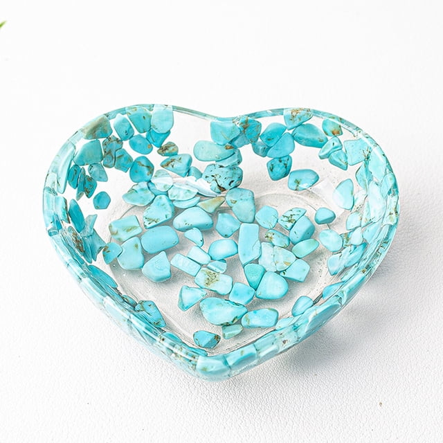 CQCYD Heart Shaped Resin Bowl, Transparent Jewelry Dish, Decorative Organizer For Rings Earrings, Beautiful Patterned Craft Display, Valentine's Day Gift