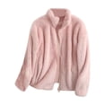 thumbnail image 3 of Kcodviy Veste de Lit en Molleton Uni pour Femme Col à Fermeture Éclair Veste Zippée pour Femme Manteau Douillet Chandail en Molleton Doux pour Femme Chandail à Capuchon en Molleton pour Femme Veste Chandail à Capuchon pour Femme, 3 of 3