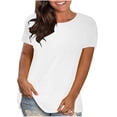 thumbnail image 1 of AherBiu Hauts Grande Taille pour Femmes T-Shirt à Manches Courtes Col Ras du Cou Été Décontracté Confortable T-Shirts Basiques, 1 of 4