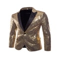 thumbnail image 1 of Men Sequin Long Sleeve Blazer Suit Jacket Coat Top Outwear, 1 of 6