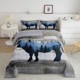 thumbnail image 2 of Hunting Bull King Size Comforter Set, Wildlife Safari Ox Soft Bed Set For Kids Teens, Cattle Wooden Plank Animals Breathable Down Comforter For Sofa, Blue Trees Cow Rustic Duvet Insert, 2 of 7