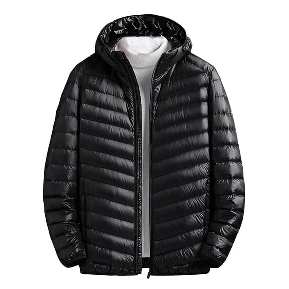 Pisexur Mens Winter Jacket Men's Solid Color Zippered Pockets Fashionable Standing Collar Lightweight Business Down Jacket Mens Puffer Jacket Winter Coats for Men Plus Size Jackets