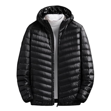 Pisexur Mens Winter Jacket Men's Solid Color Zippered Pockets Fashionable Standing Collar Lightweight Business Down Jacket Mens Puffer Jacket Winter Coats for Men Plus Size Jackets