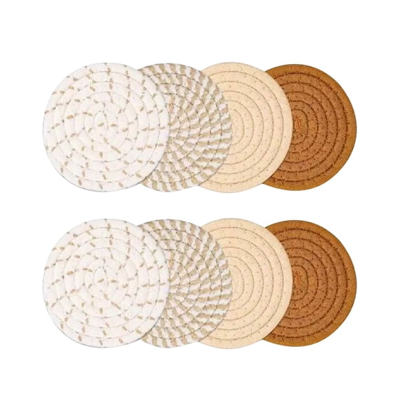 Binwennn round Plate Mat Set Drink Coffee Table 8 Piece Absorbent Drink Boho Style Sets Colored Wooden Table Living Room