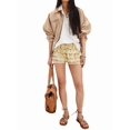 thumbnail image 3 of Women Floral Ruffle Layered Mini Shorts Cute Frilly Micro Bloomers Puffy Bubble Bottoms Apricot S, 3 of 8